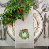 Juniper Wreath Linen Towel Christmas