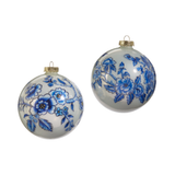 Blue Floral Ball Ornament