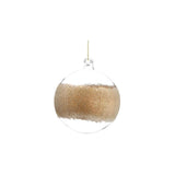 Clear & Gold Beaded Glass Ornament 4"