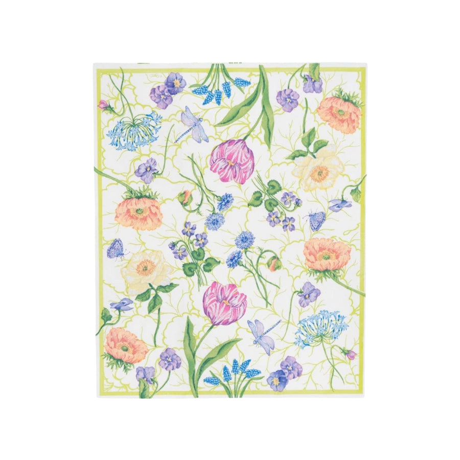 Floral patterned paper with colorful flowers on a white background