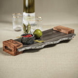 Nairobi Gray Marble Tray w/ Acacia Handles