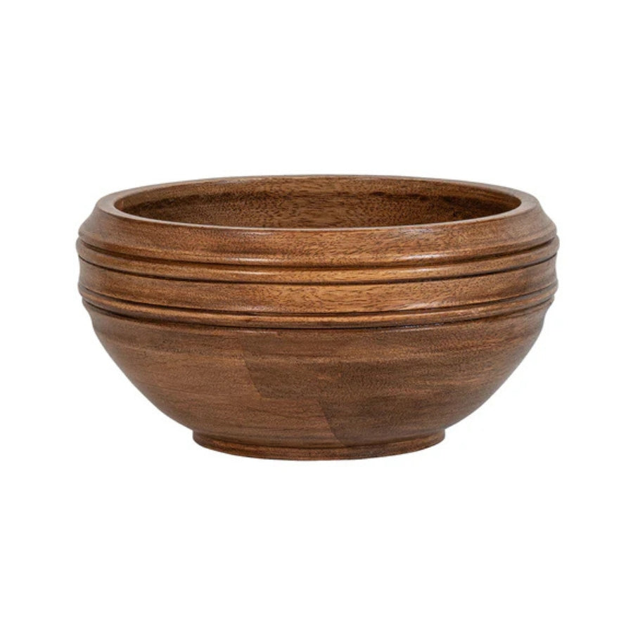 Wooden bowl on a white background