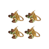 Set of four acorn-shaped hair accessories on a white background