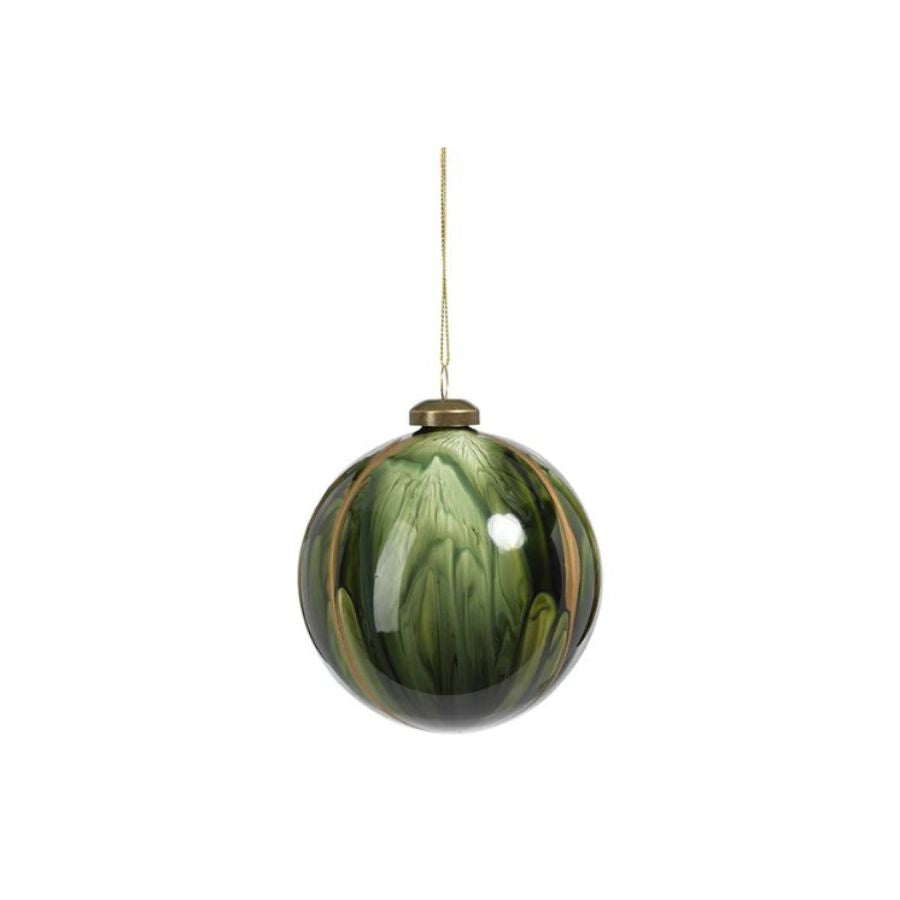 Shiny Green Water Color Glass Ornament