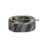 Tuscan Marble Salt and Pepper Bowl with Gold Spoon