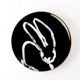 Rabbit Run Dinner Plate with Hand-Painted Gold Rim,
