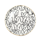 Butterflies Dinner Plate with Hand-Painted Gold Rim