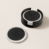 Ralph Lauren Stacked RL Leather Coaster Gift Set
