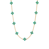 Berry Clover Double Sided Necklace- Turquoise