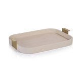 Córdoba Leather Tray - Cream with Matt Gold Handle