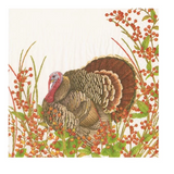 Turkey and Berries Linen Cocktail Napkin