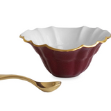 Encanto Tuscany Mini Round Bowl w/spoon (Bordeaux and White)