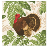 Turkey Among Ferns Linen Cocktail Napkin