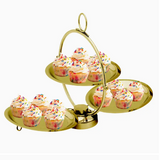 Round Foldable 3-tier Tray - Gold