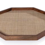 Octagonal Mango Wood Tray with Rattan Inlay