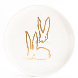 Royal Rabbit Round Tray with Gold leaf Rabbits, White