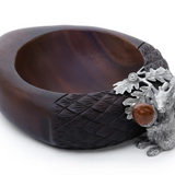St. Anton wood and Pewter Nut Bowl with Squirrel Trim