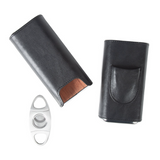 Ashton 3-Cigar Leather Case with Cutter