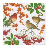 Birds and Berries Linen Cocktail Napkin