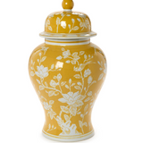 18" Yellow and White Temple Jar