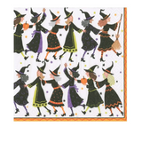 Witches Conga Line Linen Cocktail Napkin