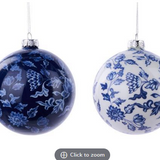 Blue and White Fancy Ball Ornament