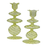 Green Swirl Glass Candlestick