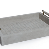 Arden Suede Leather Tray with Brass Handles