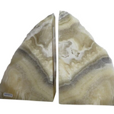 Zebra Onyx Bookend Rustic Edge, Set of 2