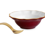 Encanto Faenza Mini Bowl w/Spoon-Bordeaux and White