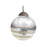 Clear glass ornament with a textured surface and bronze cap on a white background