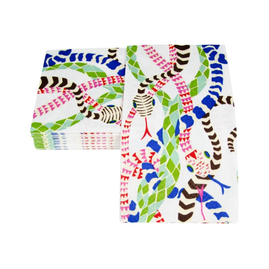 Set of colorful napkins with animal pattern on a white background